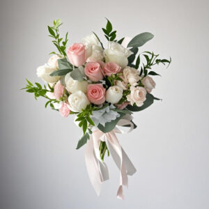 White & Pink Rose Fresh Flower Bouquet